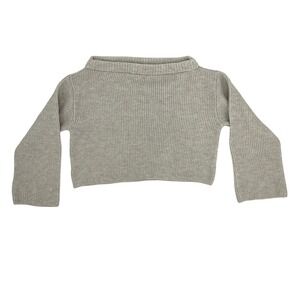 H&M Divided Ribbed Knit Cropped Sweater Womens Medium Grey Excellent Boat Neck